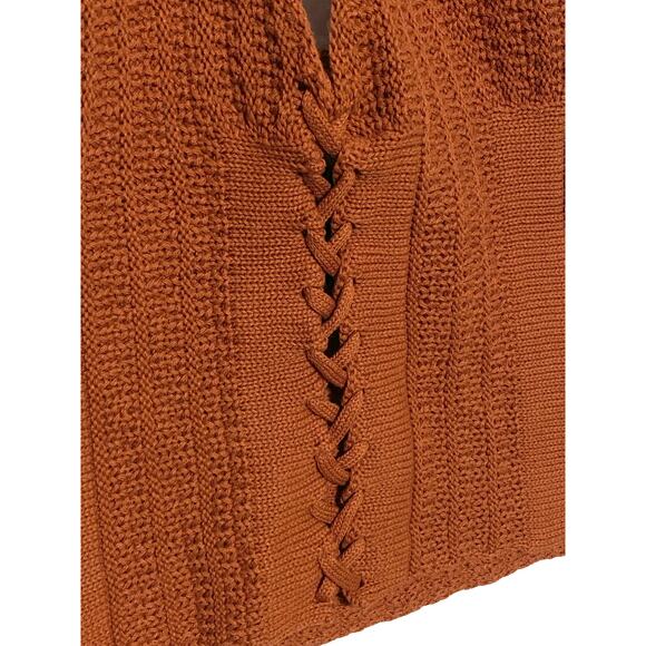 Forever 21 Crochet Knit Halter Crop Top S Tie Open Back Boho Hippie Y2K Country - Picture 2 of 7